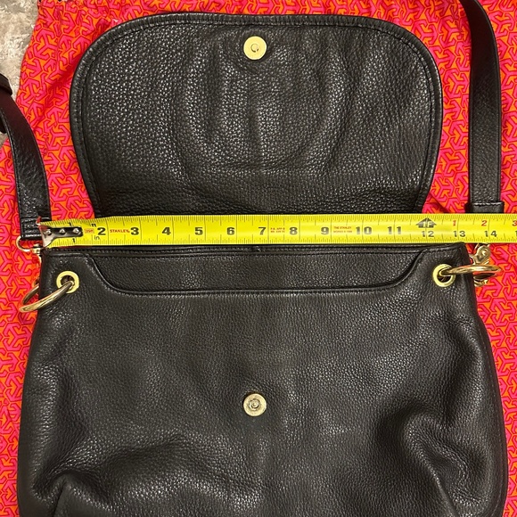 Tory Burch Black Pebble Leather Crossbody Messenger Bag - Large - Picture 15 of 16
